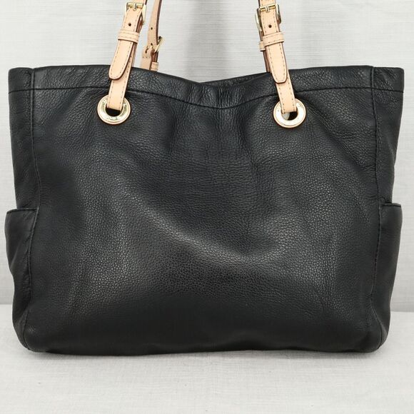 Michael Kors Bag Womens Black Pebbled Leather Tote Handbag Charm Double Handle - Picture 5 of 14